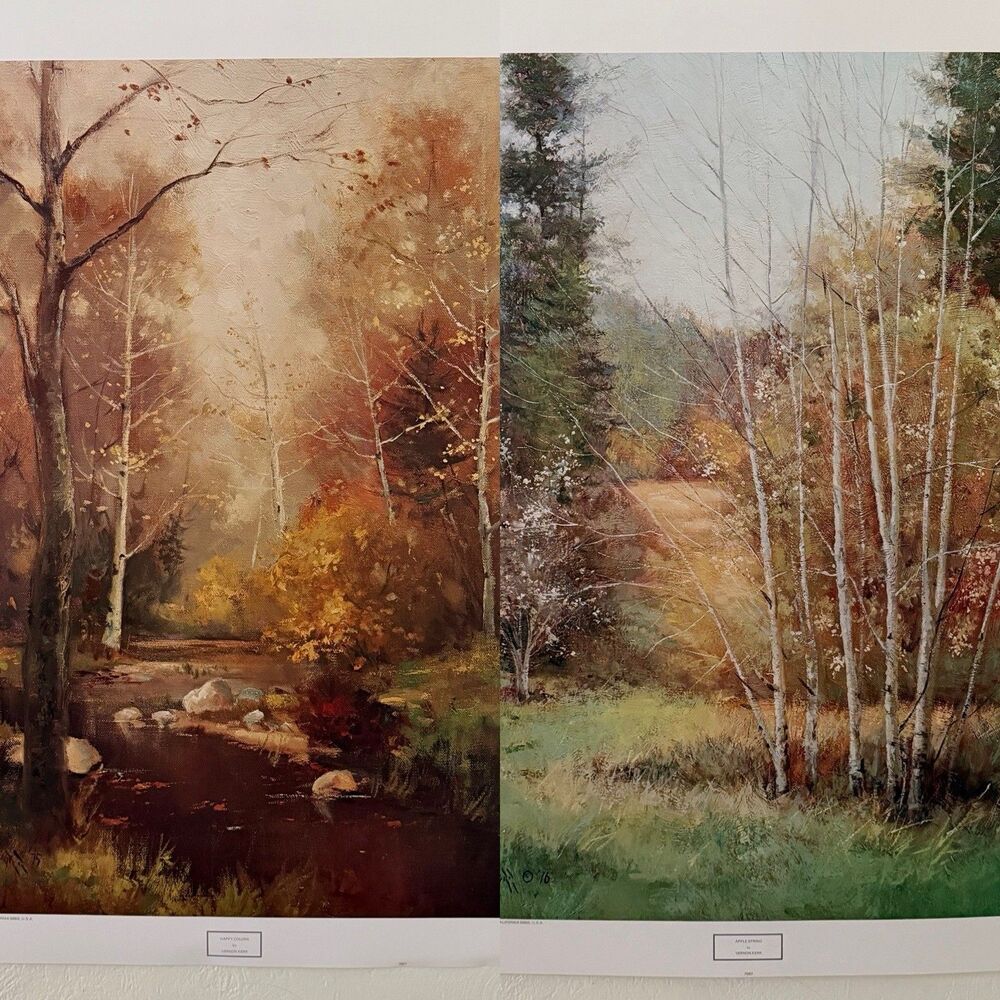 VERNON KERR Happy Colors & Apple Spring Art Print Lot Vintage Litho 34x25.5”
